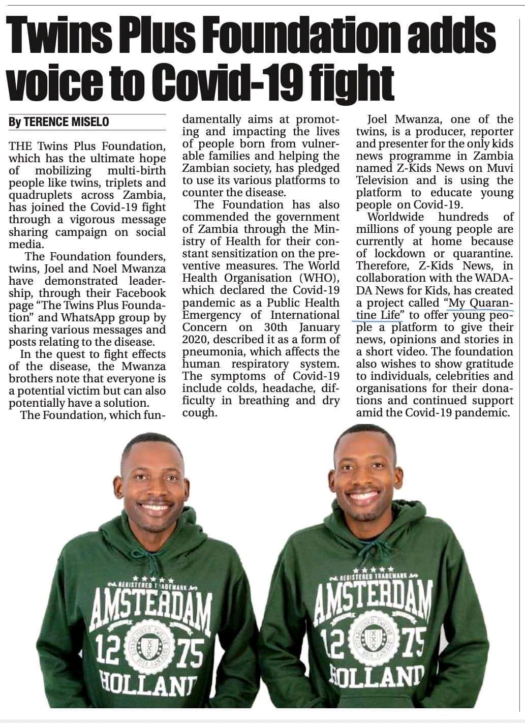 Twins Plus Foundation adds voice to Covid-19 fight